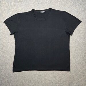 Giorgio Armani T Shirt Mens 60 XL Black Silk Blend Luxury Made in Italy Crewneck